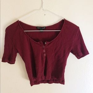 Button Up Maroon Crop Top
